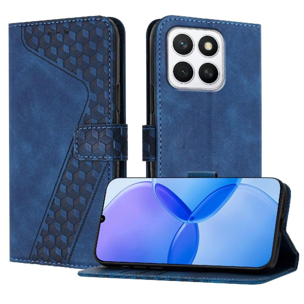 (Blue) Phone Case For Honor X8c Magnetic Wallet Flip Folio Kickstand Card Slots Cover Blue 764544216906