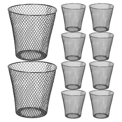 Round Wastepaper Basket, Wire Mesh Desk Metal Trash Can
