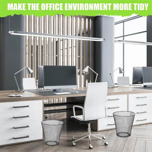 Round Wastepaper Basket, Wire Mesh Desk Metal Trash Can 1
