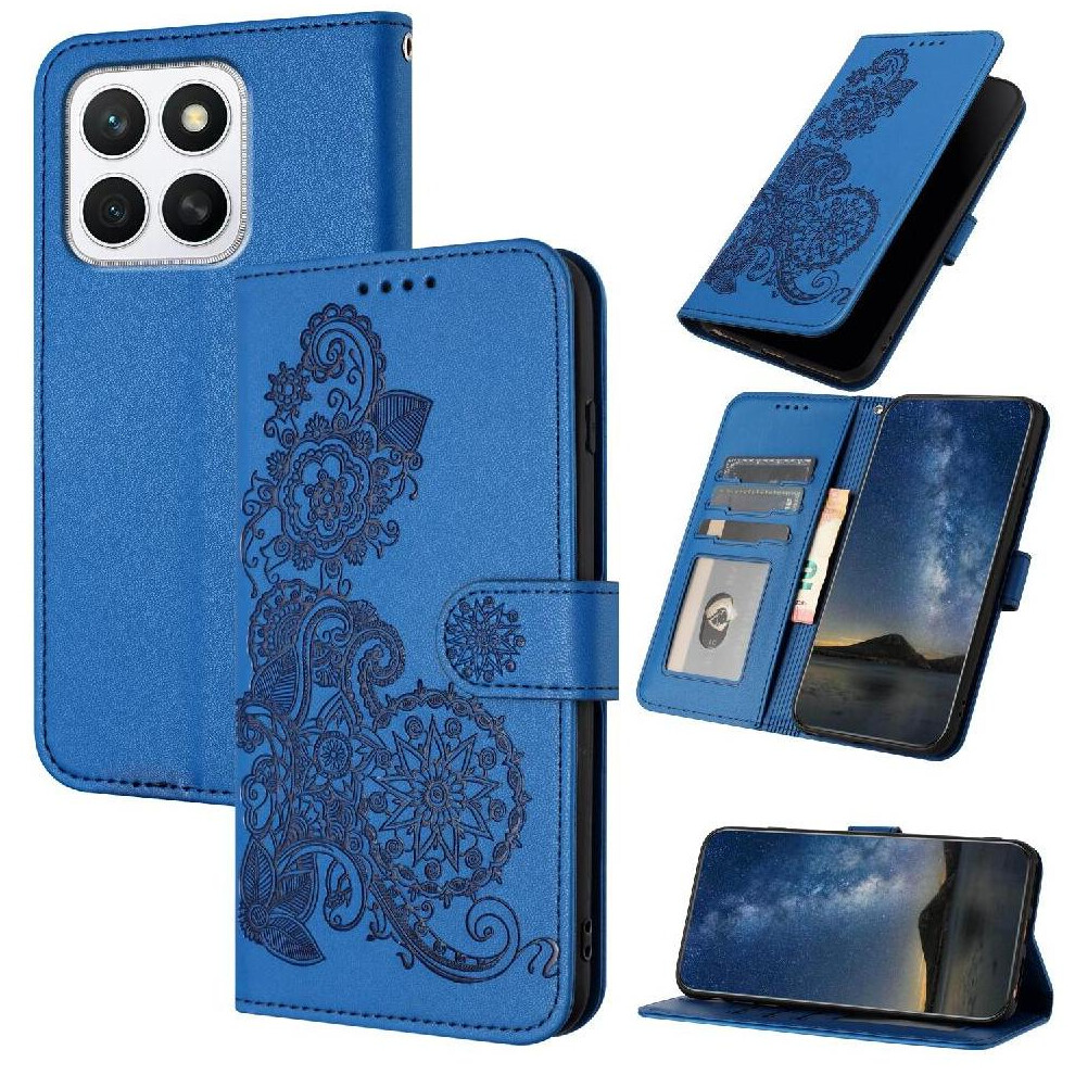 (Blue) Flip Case For Honor X8c Flip Folio Book With Card Slot Stand Pu Leather Magnetic Closure Kickstand Protective Blue 764544218368