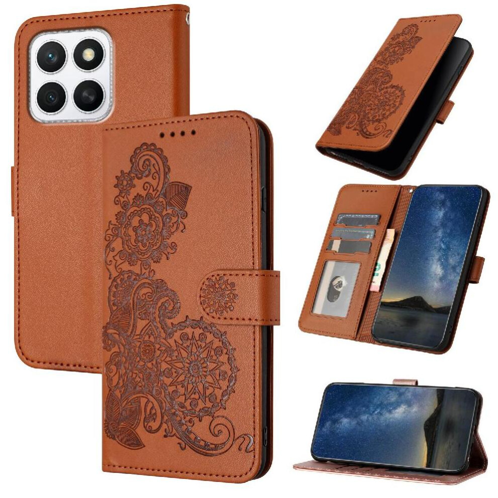 (Brown) Flip Case For Honor X8c Flip Folio Book With Card Slot Stand Pu Leather Magnetic Closure Kickstand Protective Brown 764544218399