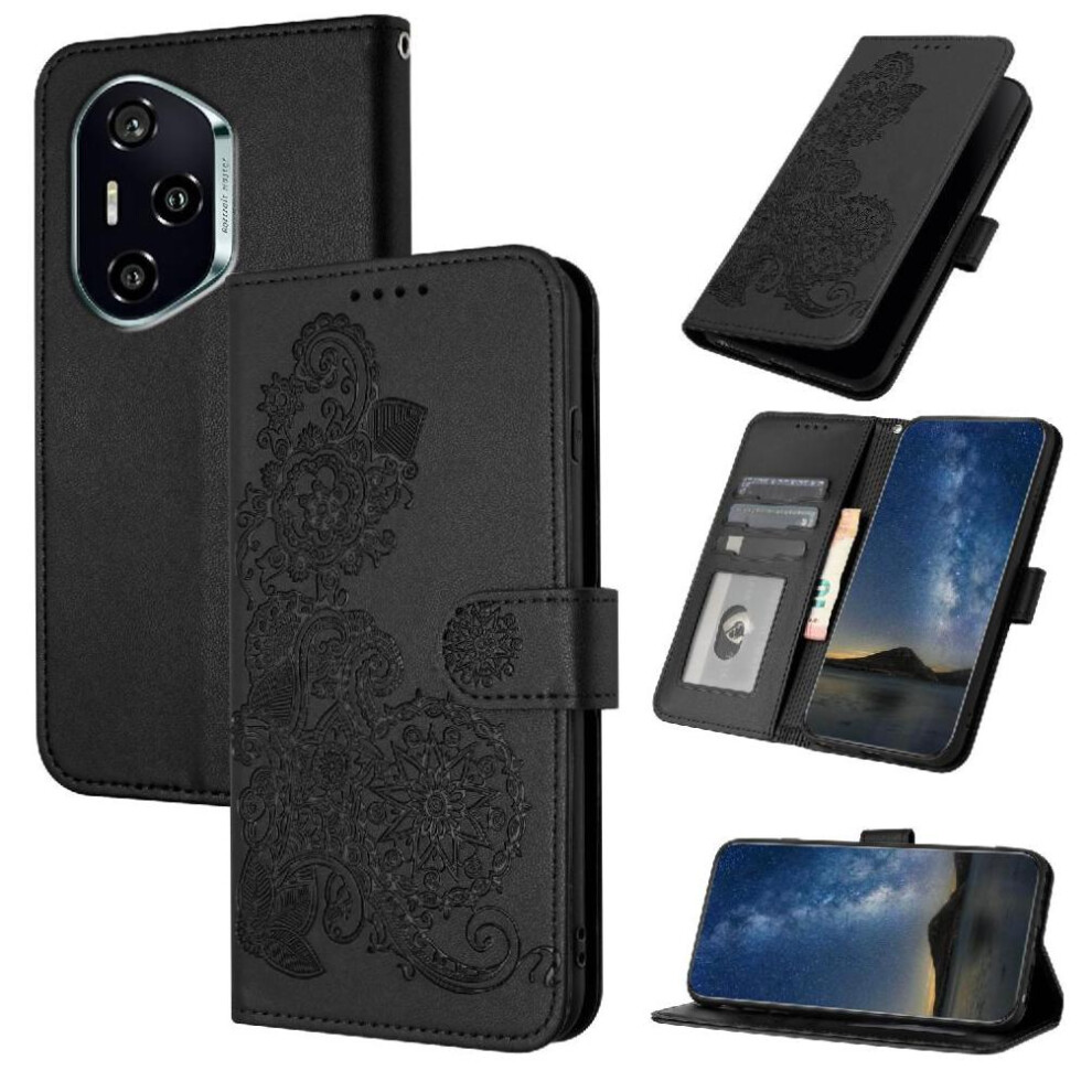 (Black) Flip Case For Honor 400 Pu Leather Magnetic Closure With Card Slot Stand Kickstand Protective Flip Folio Book Black 764544218580