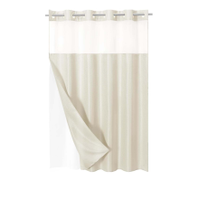 No Hook Waffle-Weave Shower Curtain with Snap-in Fabric Liner Set,A