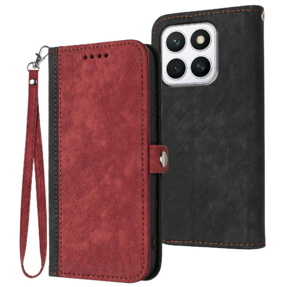(Red) Case For Honor X8c Kickstand Protective Wallet Flip Folio Book Pu Leather Magnetic Closure With Card Slot Stand Red 764544219624