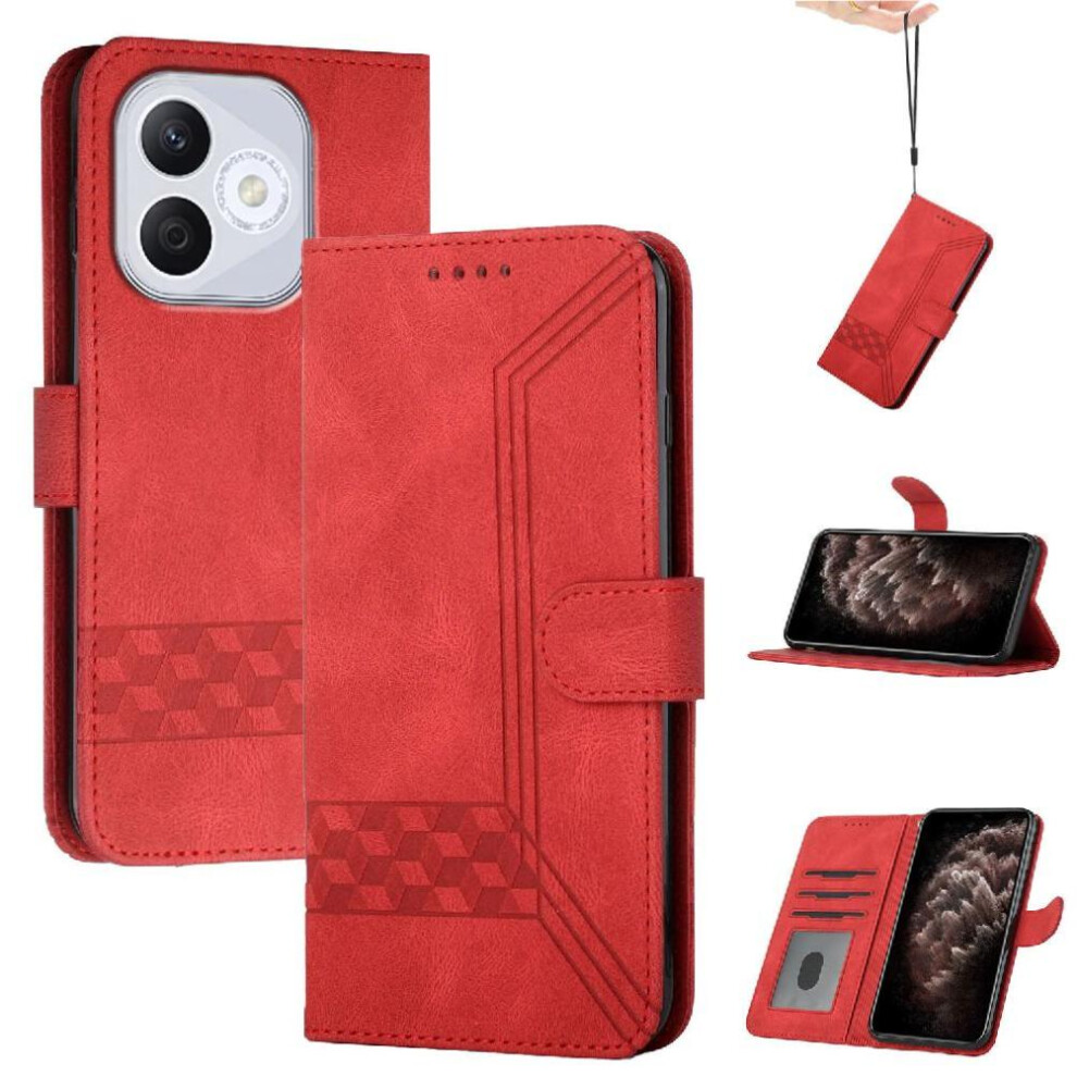 (Red) Compatible With Honor 400 Lite Pu Leather Wallet With Handy Stand Feature Card Cover Red 764544220200