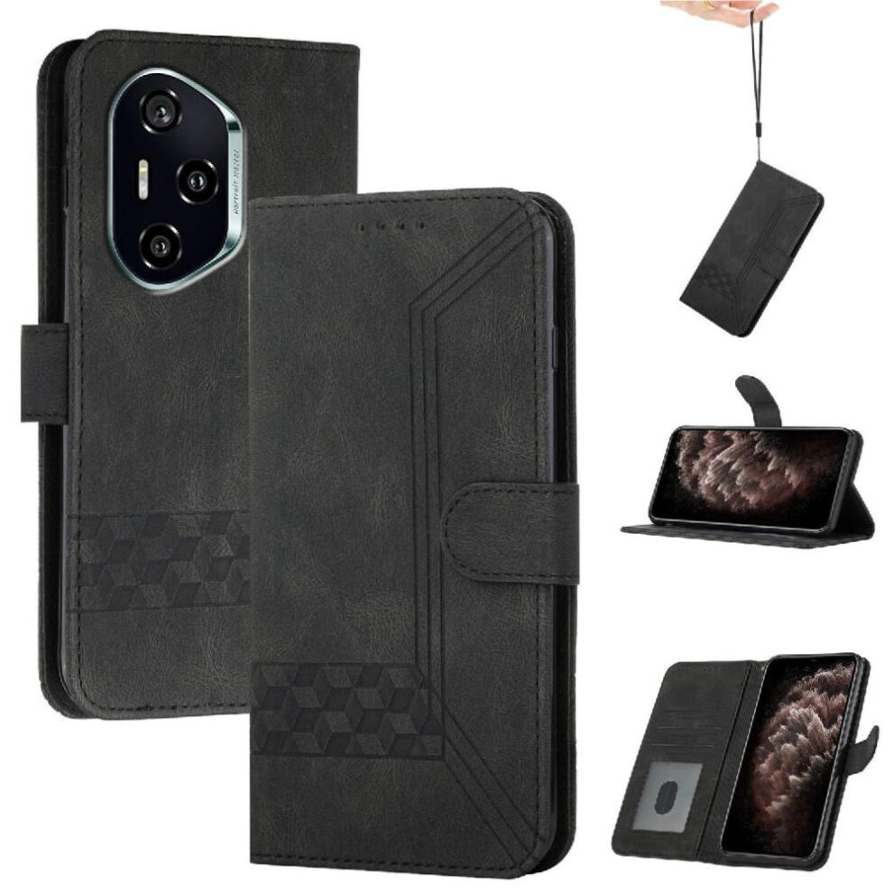 (Black) Compatible With Honor 400 Wallet Card Cover With Handy Stand Feature Pu Leather Black 764544220279
