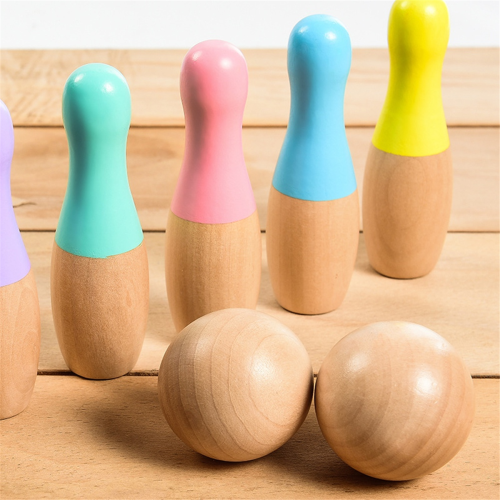 Jouet de bowling en bois, fabrication soignée, utilisation sûre, pour enfants 2