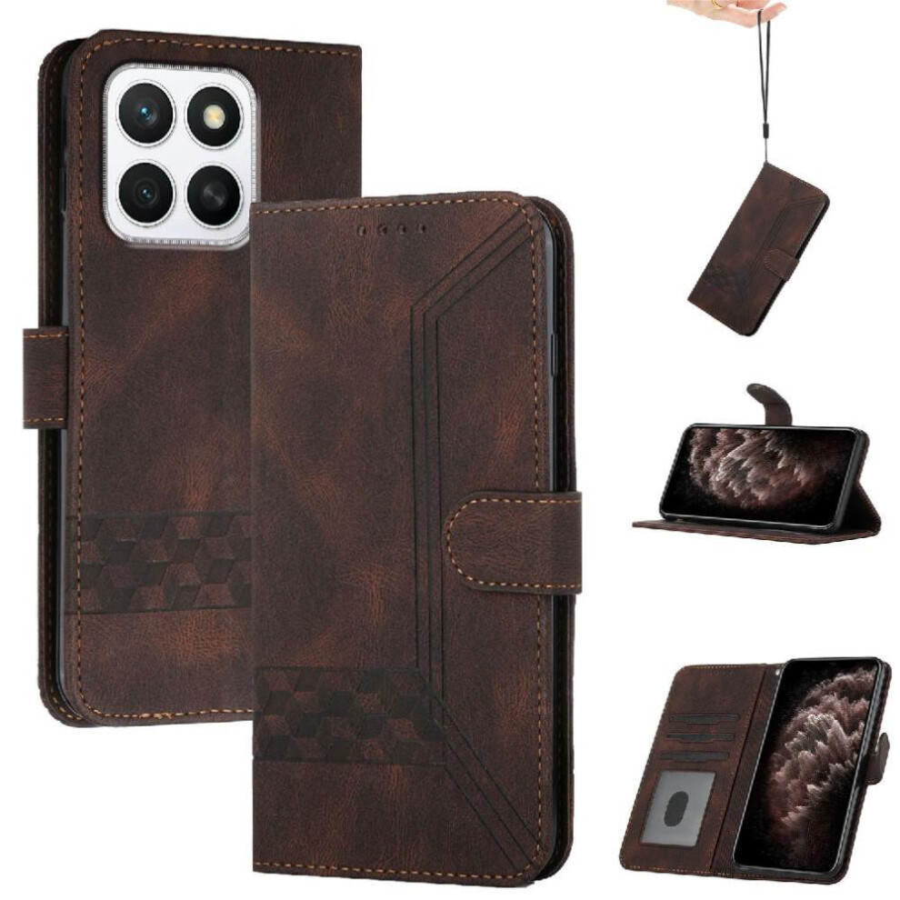 (Brown) Compatible With Honor X8c Pu Leather Card Cover Wallet With Handy Stand Feature Brown 764544220187