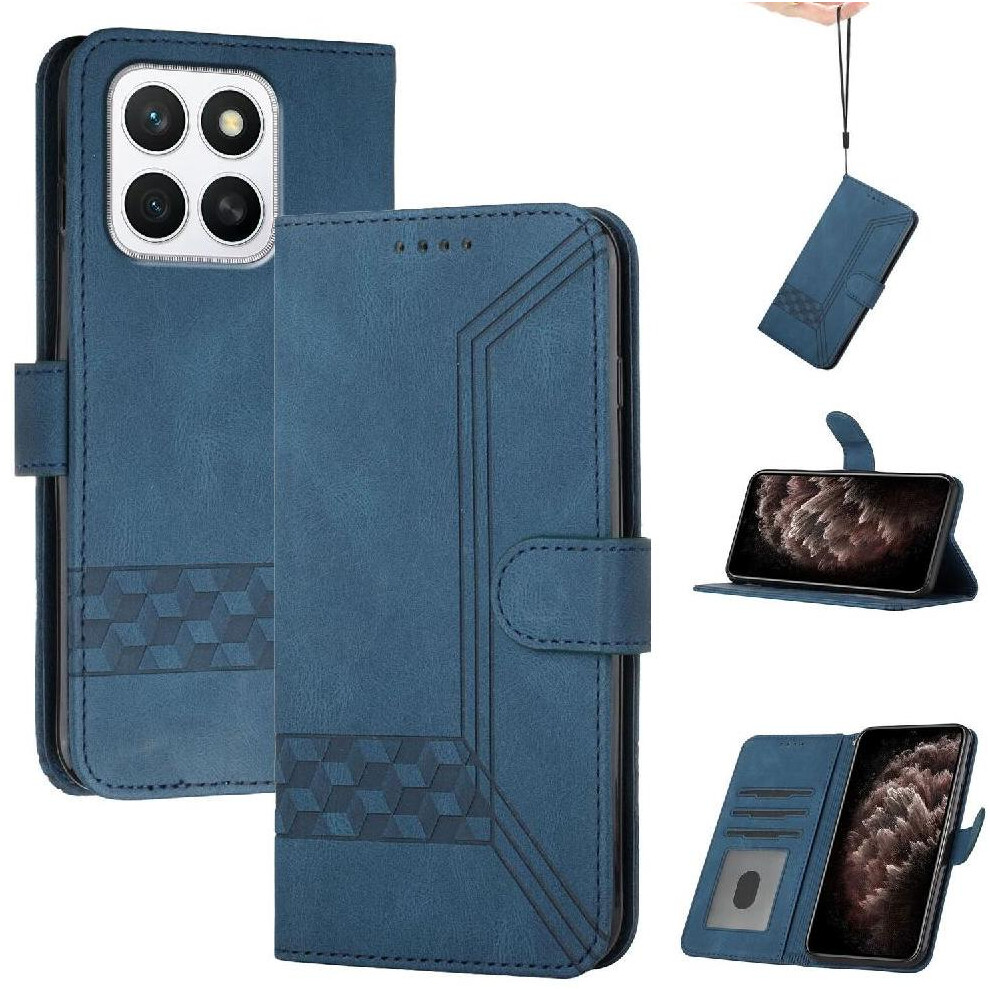 (Blue) Compatible With Honor X8c Pu Leather Card Cover Wallet With Handy Stand Feature Blue 764544220149