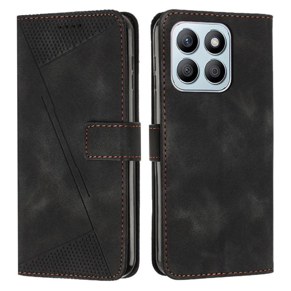 (Black) Flip Case For Honor X8c Wallet Card Insertion Kickstand Pu Leather Black 764544220422