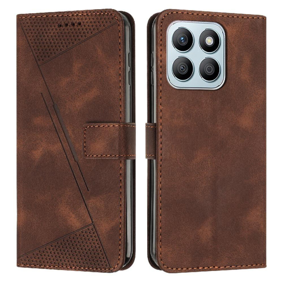 (Brown) Flip Case For Honor X8c Wallet Card Insertion Kickstand Pu Leather Brown 764544220415