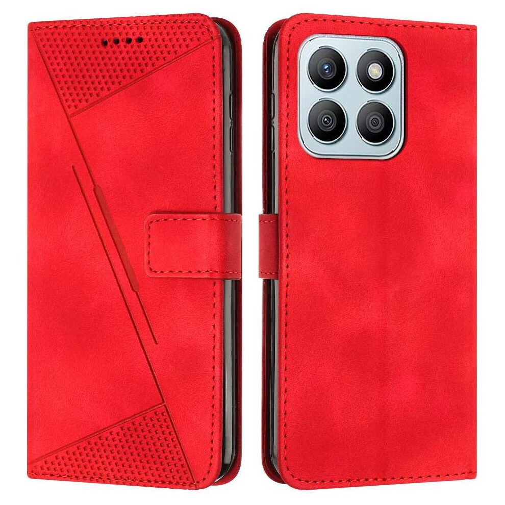(Red) Flip Case For Honor X8c Wallet Card Insertion Kickstand Pu Leather Red 764544220446