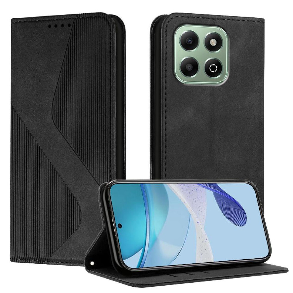 (Black) Case For Honor X6a Folio Flip Pu Leather Magnetic Wallet Kickstand Card Slots Holder Black 764544220637