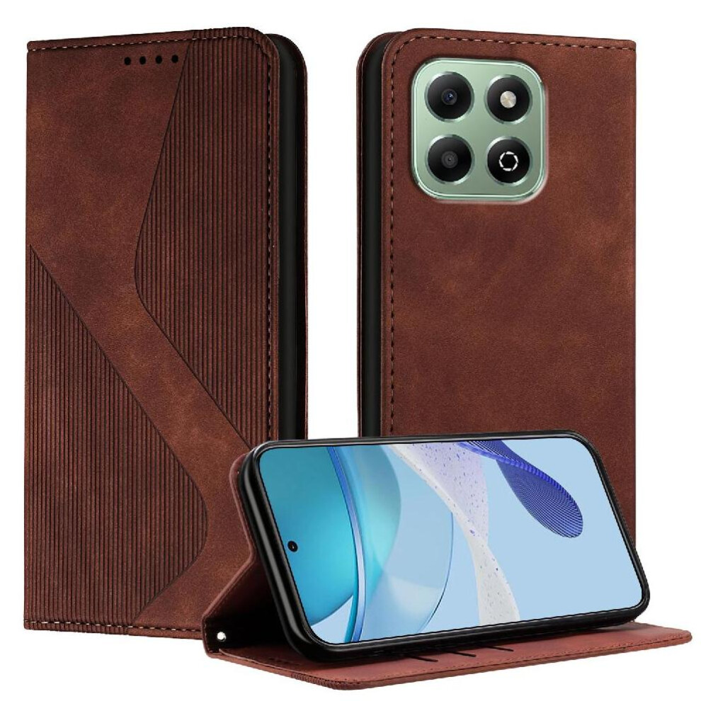 (Brown) Case For Honor X6b Pu Leather Magnetic Card Slots Holder Folio Flip Wallet Kickstand Brown 764544220712