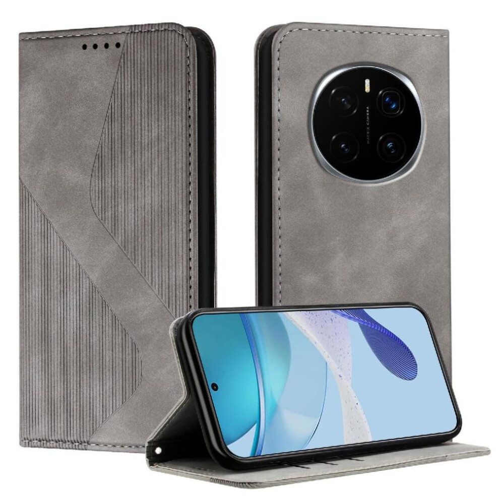 Gangxun ( ) Case For Honor Magic 7 Pro Card Slots Holder Folio Flip Magnetic Pu Leather Wallet Kickstand Gray