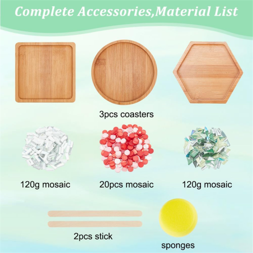 Σετ χειροτεχνίας 3 στυλ μωσαϊκού DIY με λουλούδια και μωσαϊκό από μπαμπού 1