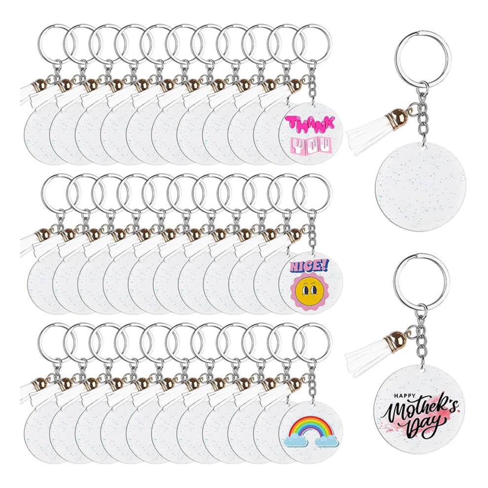40 Pezzi Portachiavi In Acrilico Con Nappe E Anelli Portachiavi