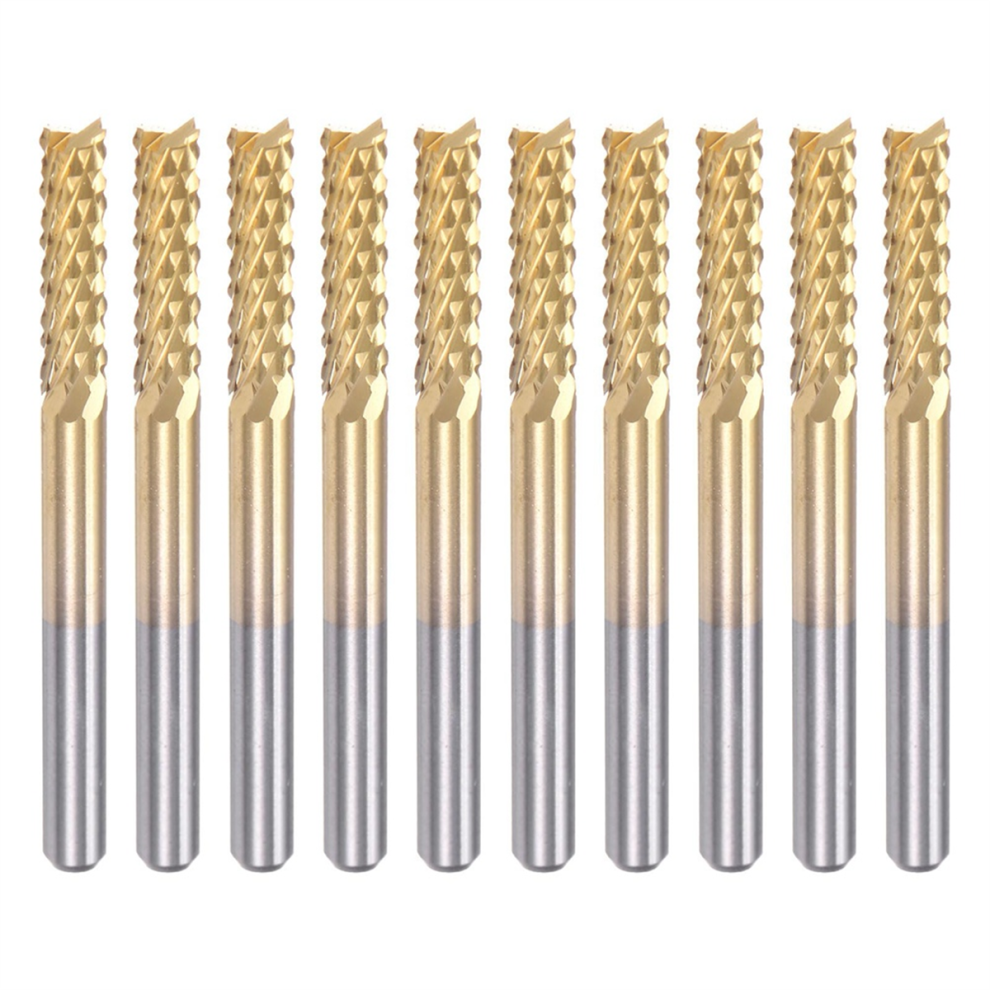 10Pcs Titanium Coat Carbide For Pcb Machine, 1/8 Inch Shank 3.175Mm 4853831810074