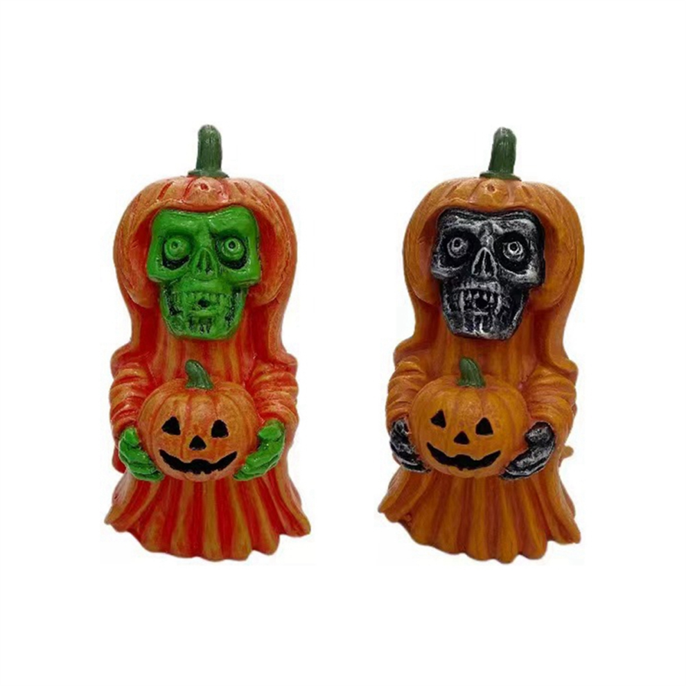 Pumpkin skull decoration Skeleton Figurines Cool Statue C