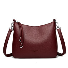 (Burgundy)Genuine Brand Women's Soft Leather Shoulder Bags Luxury Designer Crossbody Bags Ladies Casual