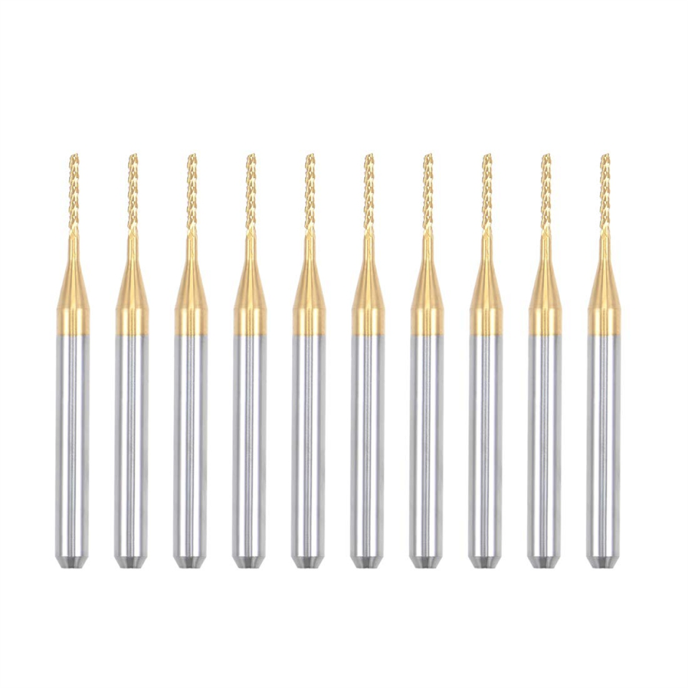 Lot de 10 fraises en carbure de titane pour machine à circuits imprimés, tige de 1/8 po, 1 mm