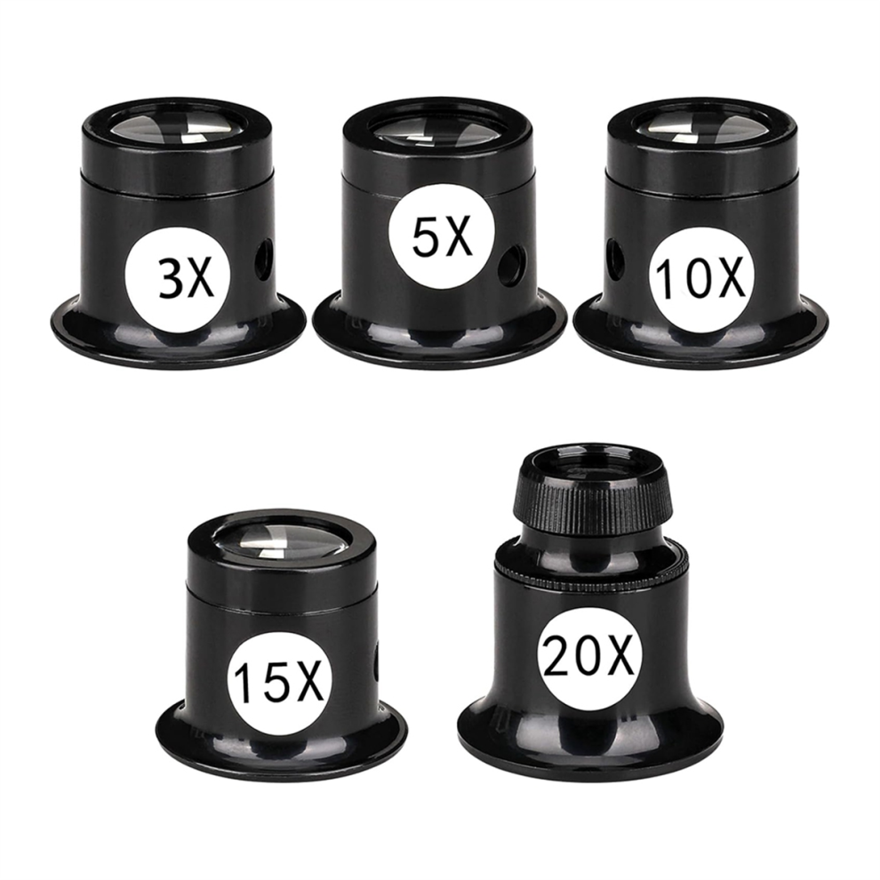 Markenlos 5 Pcs Portable Monocular Magnifier Jewelers Loupe