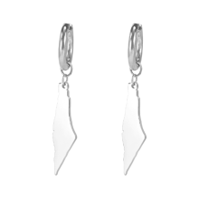D Silver color Palestine Map Dangle Earrings Women Country Geography Map