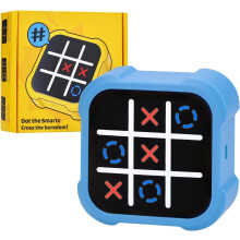 (Blue) 3-in-1 Handheld Puzzle Games Console, Noughts and Crosses Game, Electronic Tic Tac Toe Bolt Game