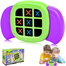 (Purple) 3-in-1 Handheld Puzzle Games Console, Noughts and Crosses Game, Electronic Tic Tac Toe Bolt Game