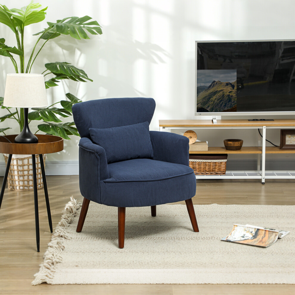 HOMCOM Armchair with Padded Seat and Backrest for Living Room, Blue