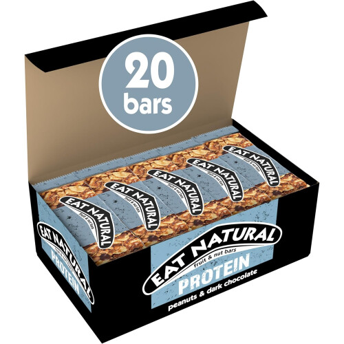Eat Natural Fruit & Nut Bars Protein Peanuts Dark Chocolate 20 x 40g