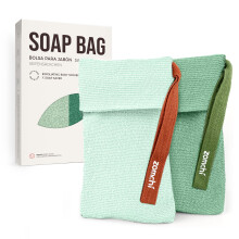 ZOMCHI 2 pezzi Sacchetti per saponetta con diversa ruvidit Sacchetti per sapone esfoliante per bagnoschiuma Porta sapone per doccia (menta)