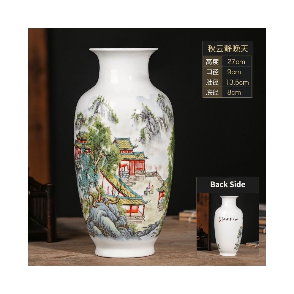 (A)Vases traditionnels chinois Vase vintage en céramique à surface lisse et fine Articles d'ameublement