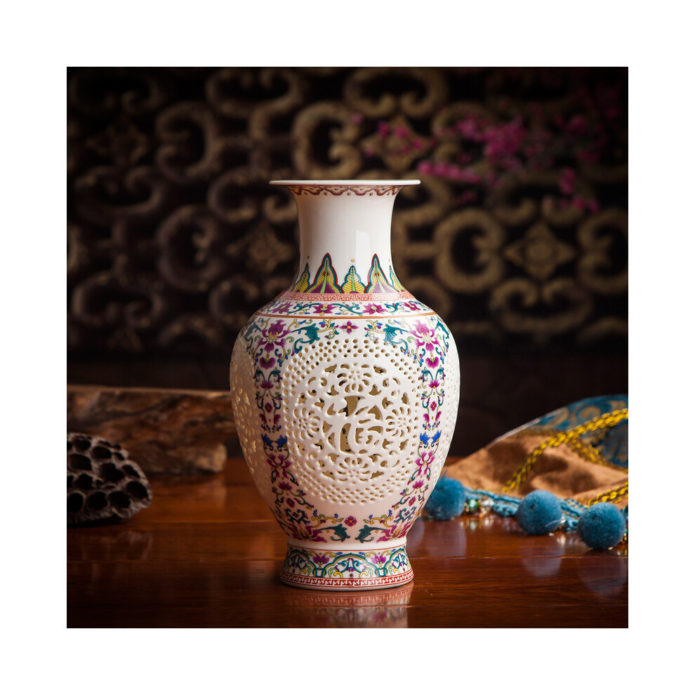 (F)Vase antique creux en céramique armoire à vin salon artisanat décorations chinoises antiques et
