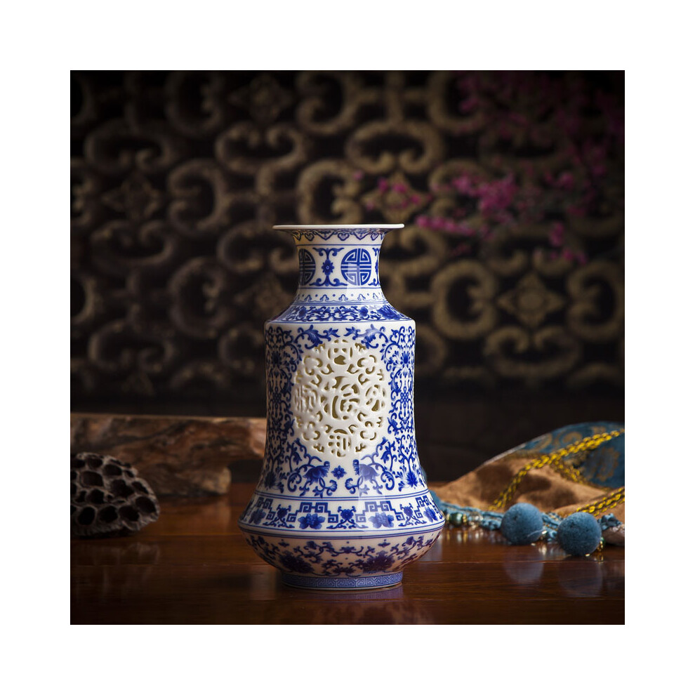 (Y)Vase antique creux en céramique armoire à vin salon artisanat décorations chinoises antiques et