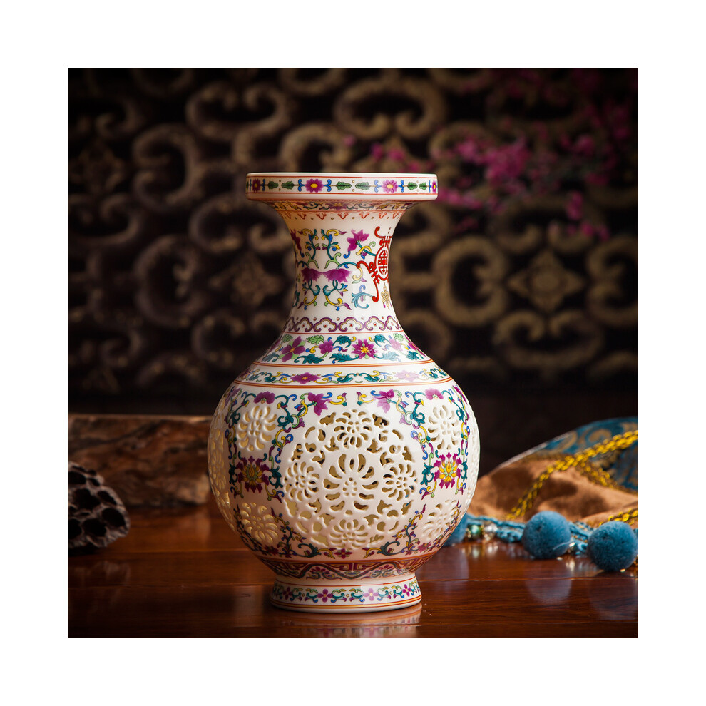 (B)Vase antique creux en céramique armoire à vin salon artisanat décorations chinoises antiques et