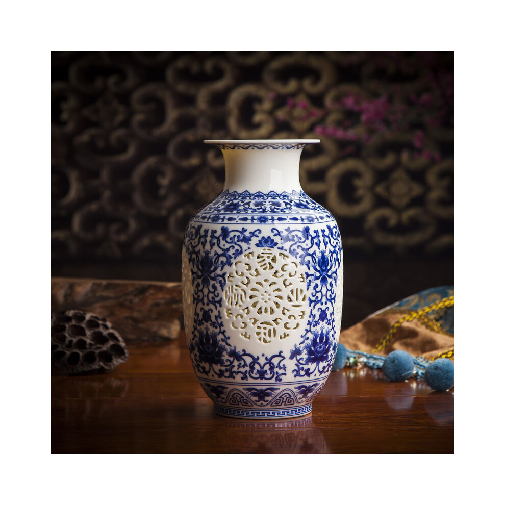 (Z)Vase antique creux en céramique armoire à vin salon artisanat décorations chinoises antiques et