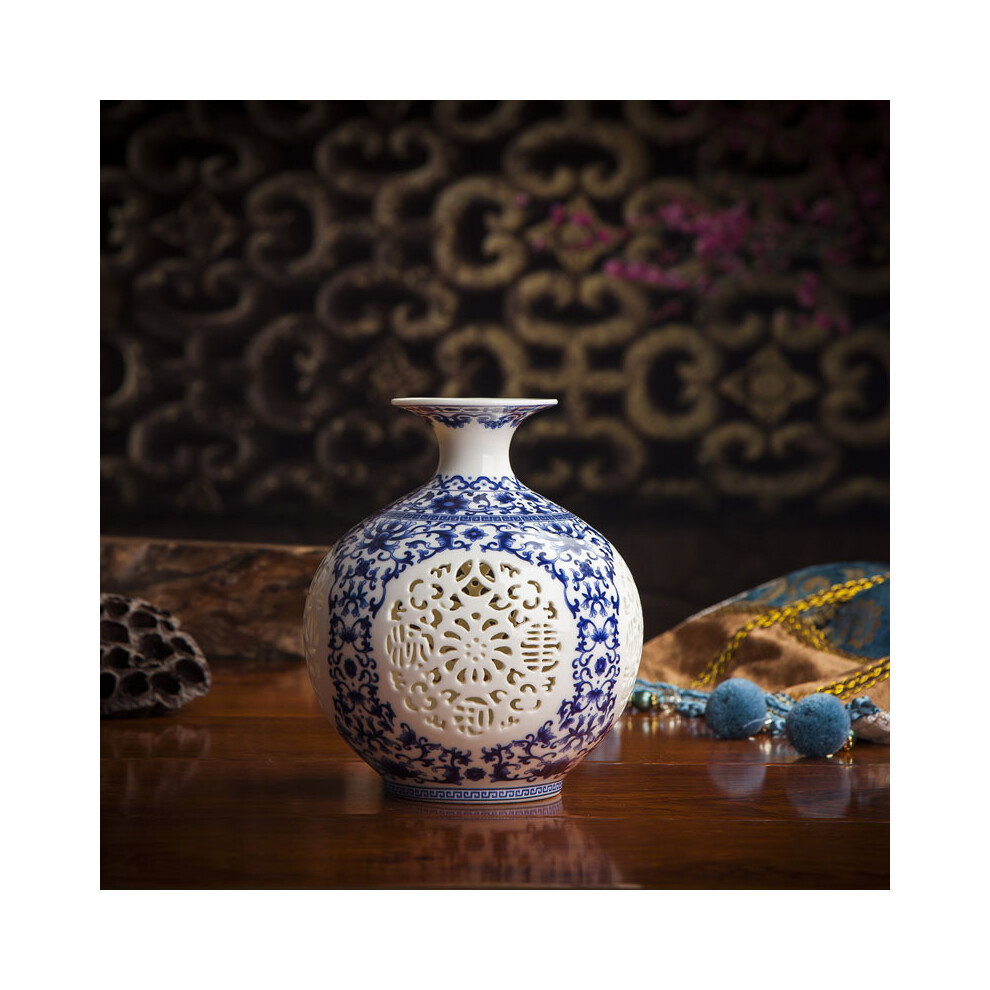 (Q)Vase antique creux en céramique armoire à vin salon artisanat décorations chinoises antiques et