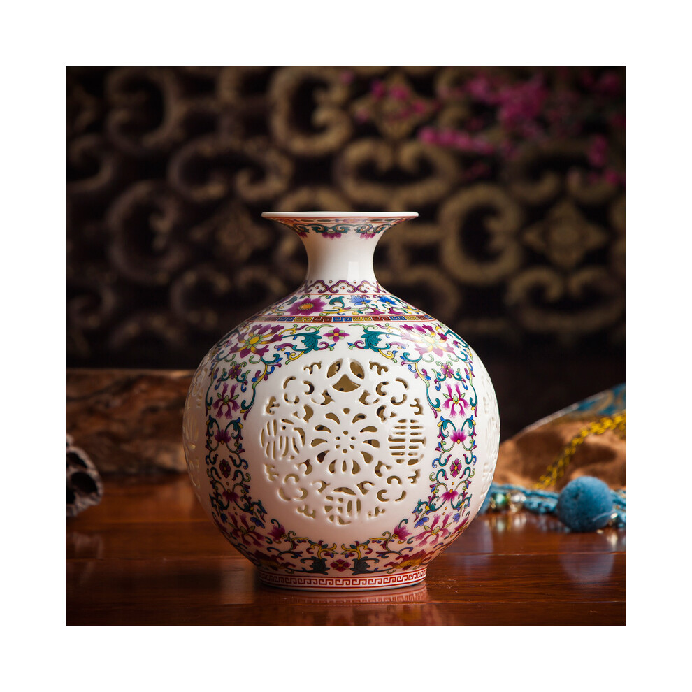 (D)Vase antique creux en céramique armoire à vin salon artisanat décorations chinoises antiques et