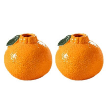(Orange) 2 Stück orangefarbene Vase für Heimdekoration, dekorative Kunststoffvase, Obstform, Vase, Tischdekoration