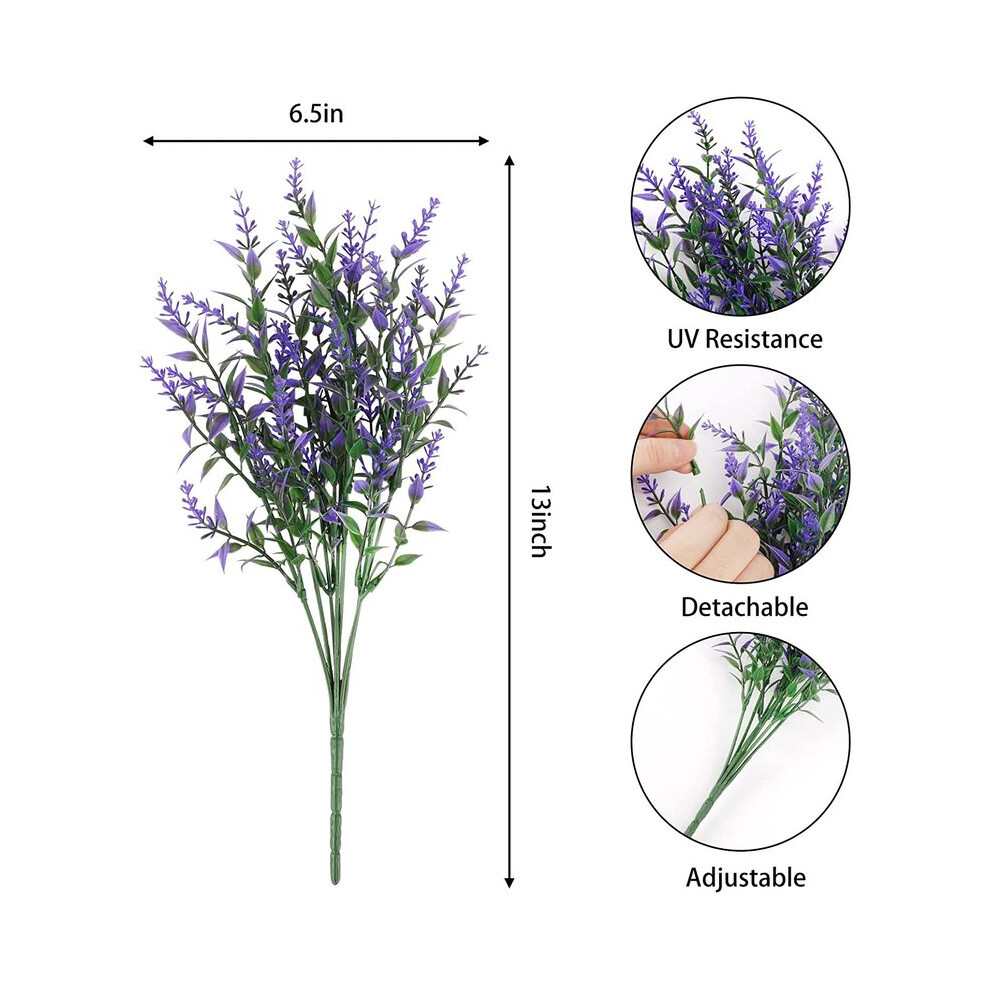 (violet-2PCS) 2PCS Fleurs artificielles d'extérieur résistantes aux UV pour fleurs de lavande d'extérieur