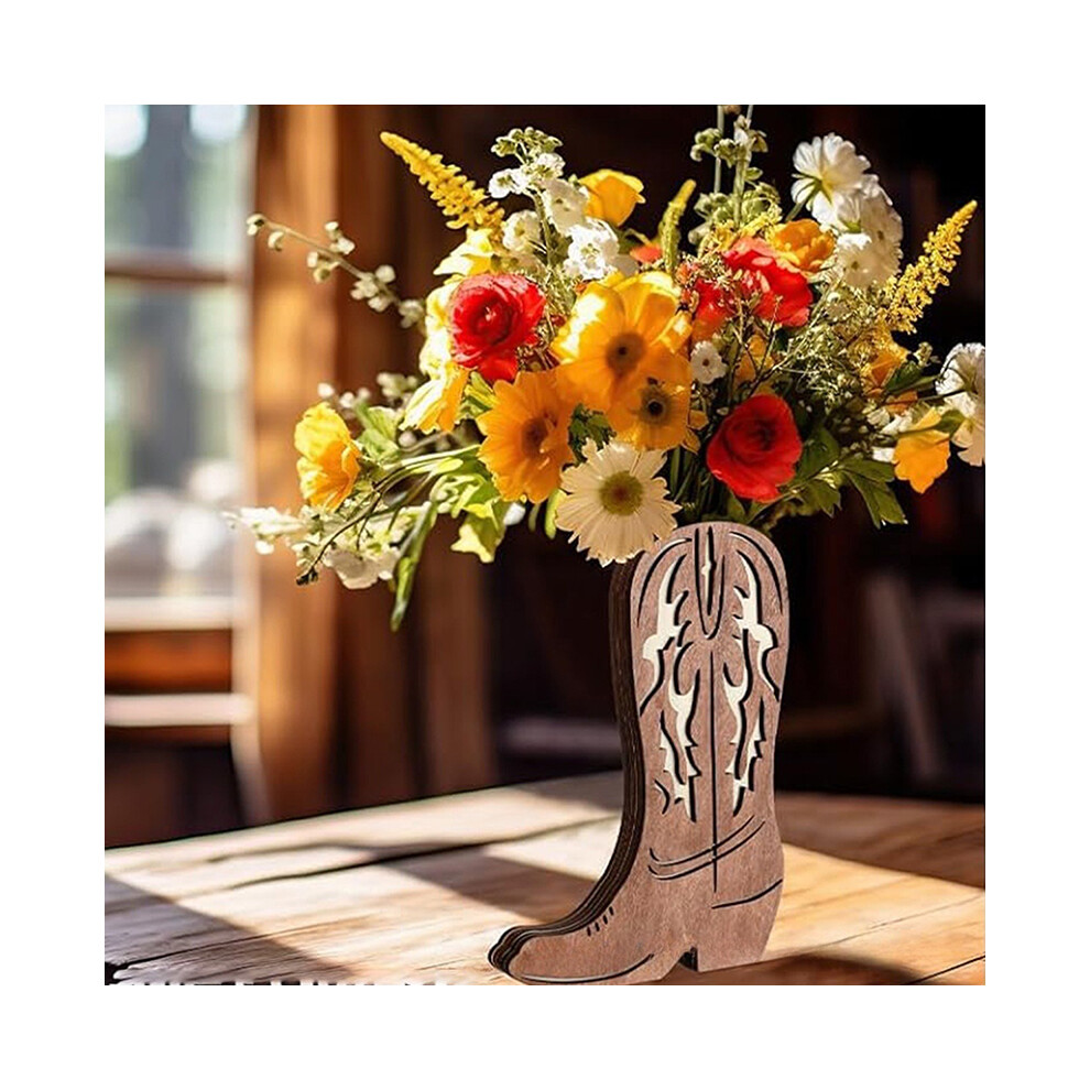 Vase en bois en forme de bottes de cow-boy, jardinière murale en forme de bottes de cow-boy, étagère