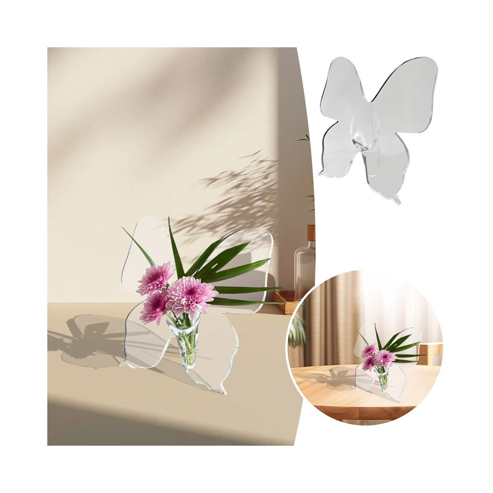 Ornement de Noël en verre (transparent) Vase en acrylique transparent avec cadre papillon Papillon en