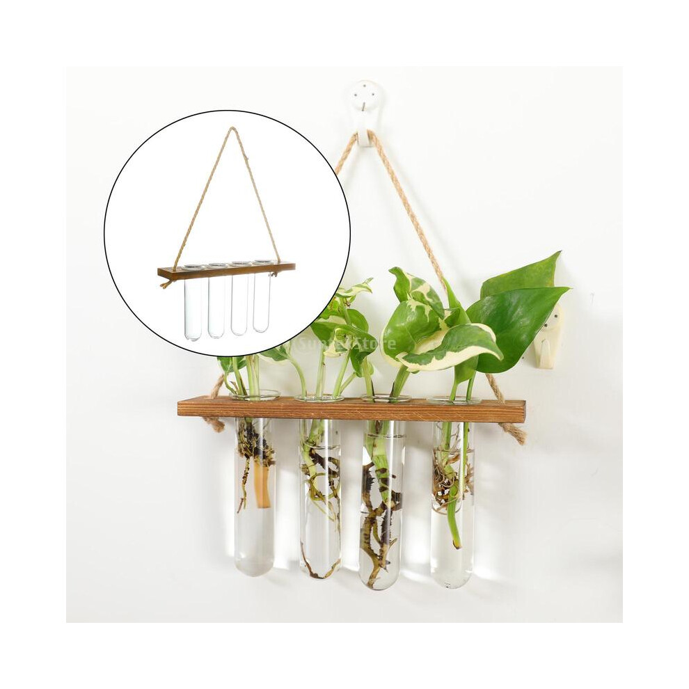(1 couche de 4 tubes) Tubes à essai en verre Jardinière murale Terrarium Conteneur Vase à bourgeons