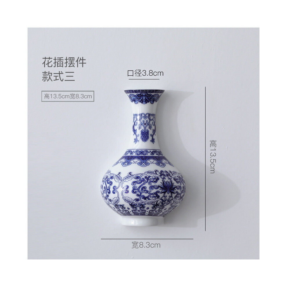 (B Haut 13,5 cm)Vase en céramique, récipient à fleurs en porcelaine bleu et blanc antique, bambou porte-bonheur,