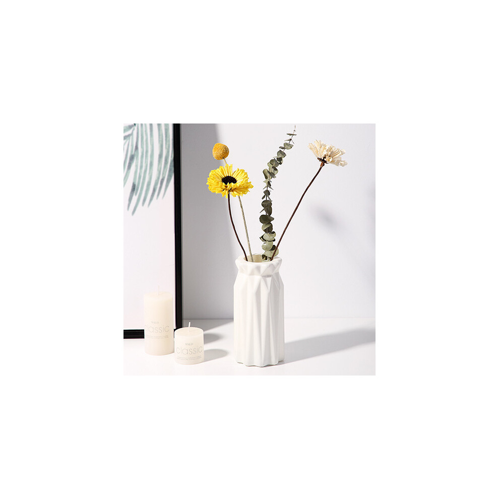 (Blanc-D) 1 vase nordique en plastique simple, petit pot de fleurs fraîches, bouteille de rangement
