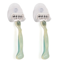 kwmobile 2x Porta rasoio con ventosa - Supporto da parete autoadesivo per rasoio - Organizer per bagno per vetro e piastrelle - Bianco