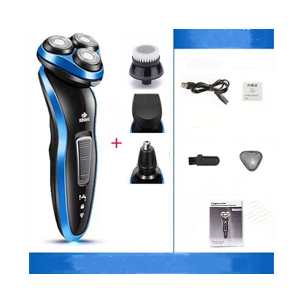 (Ensemble 4 en 1) Rasoir électrique rotatif pour hommes, rasoirs électriques rechargeables 4D, utilisation