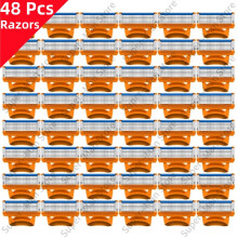 (48 stuks) Fusion-serie NIEUWE 5-laags scheermesjes, vervangende mesjes, vintage nat scheren veiligheidsscheermes,
