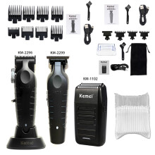 (Zwarte Kit3) KM-2296 KM-2299 KM-1102 Tondeuse Kit Heren Elektrisch Scheerapparaat Tondeuse Machine Professionele
